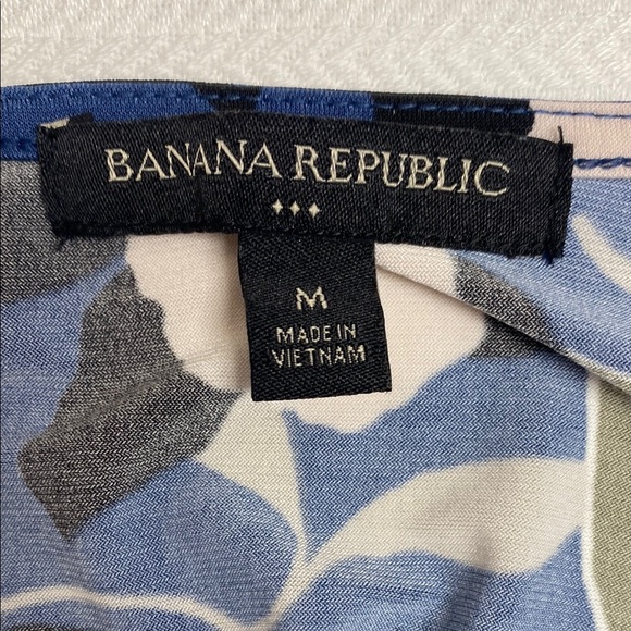 Banana Republic Dress Midi Floral Wrap Abstract Blue Green Black Floral Medium - Picture 3 of 11